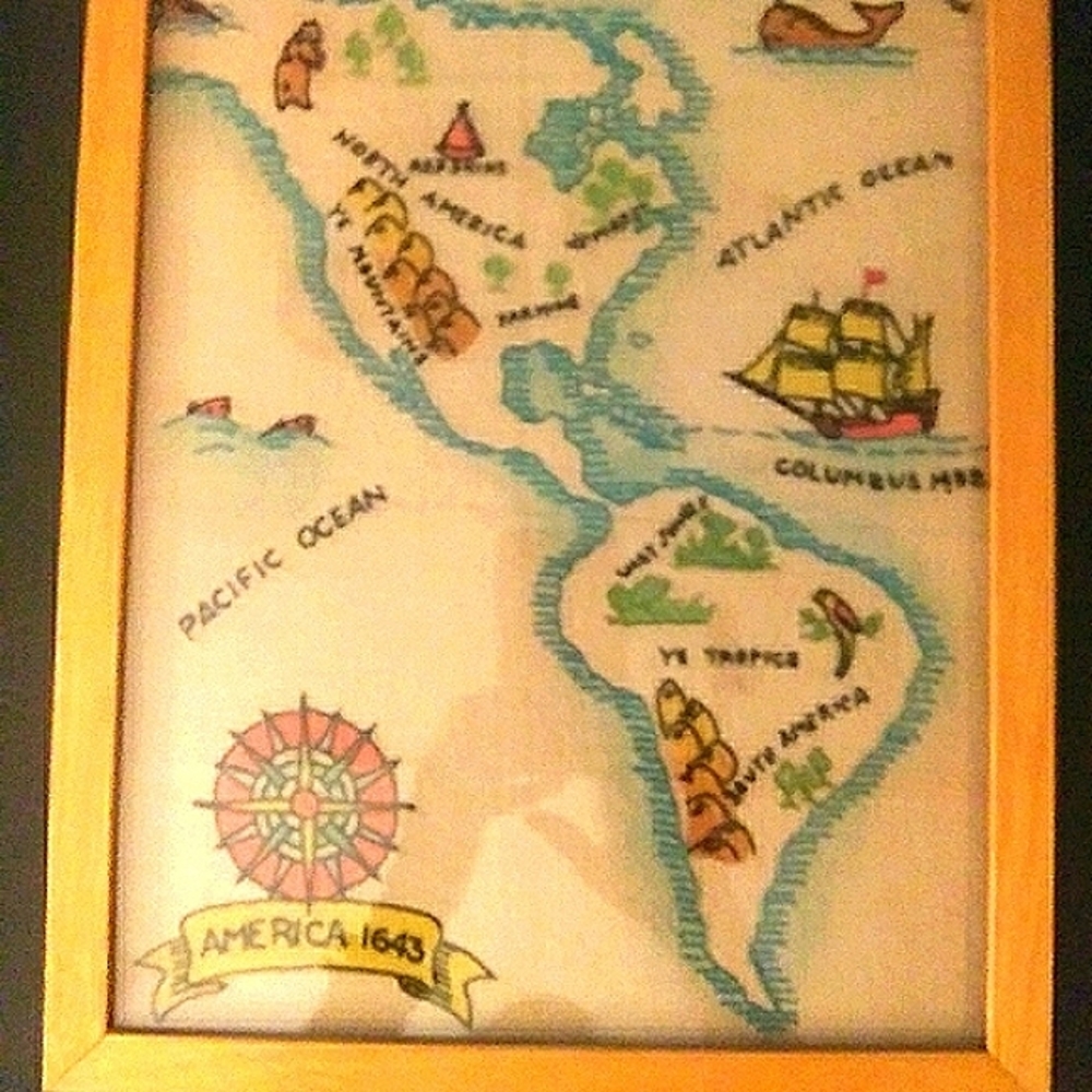 Vintage embroidered map 1843